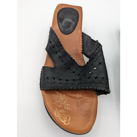 1803 Portugal | Black Leather Wedge Sandals | Size 40 / US 8.5 - Picture 6 of 6